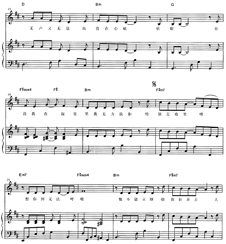 歌曲我愿意 (王菲)的简谱歌谱下载