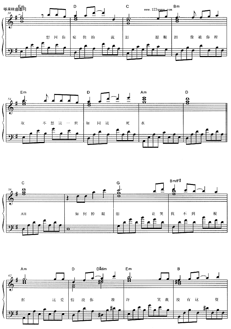 歌曲如何掉眼泪-郑秀文的简谱歌谱下载