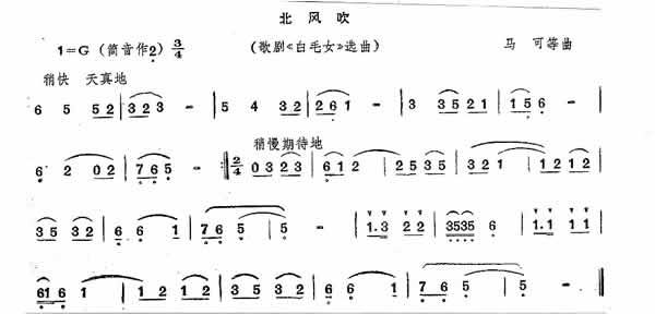 歌曲北风吹的简谱歌谱下载