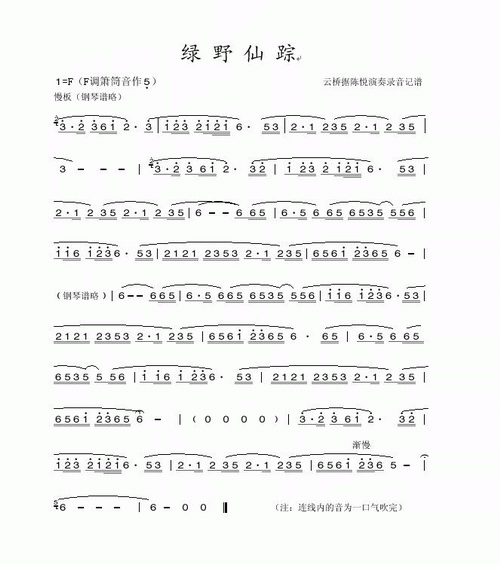 歌曲绿野仙踪-箫谱的简谱歌谱下载
