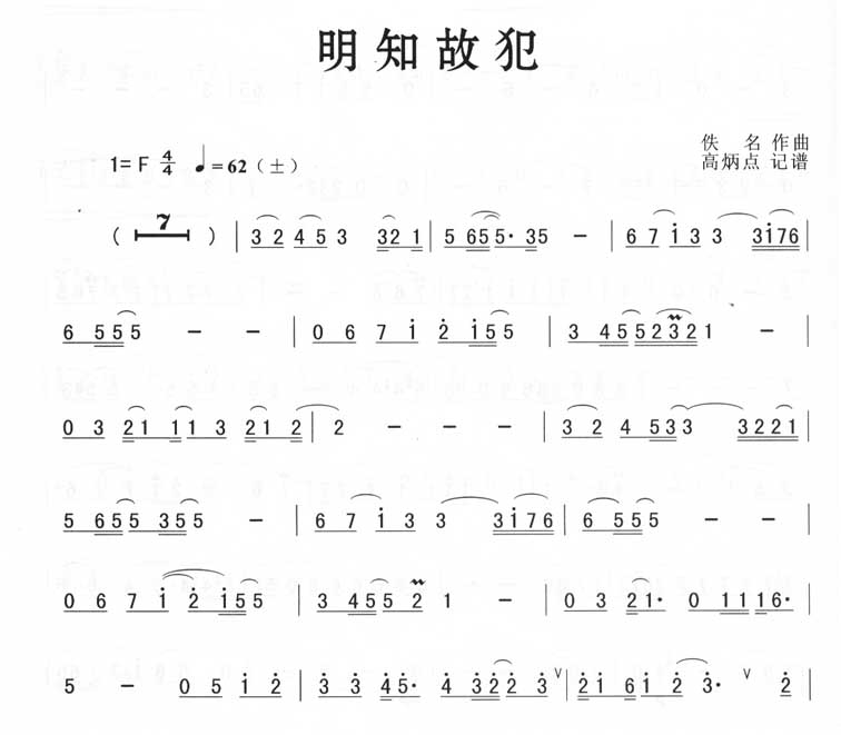 歌曲明知故犯(简谱版)的简谱歌谱下载