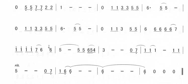 歌曲寂寞无声(简谱版)的简谱歌谱下载