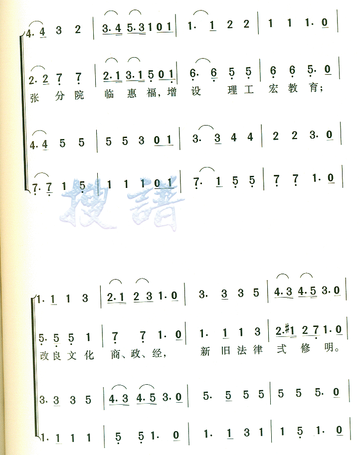 歌曲广东国民大学校歌的简谱歌谱下载