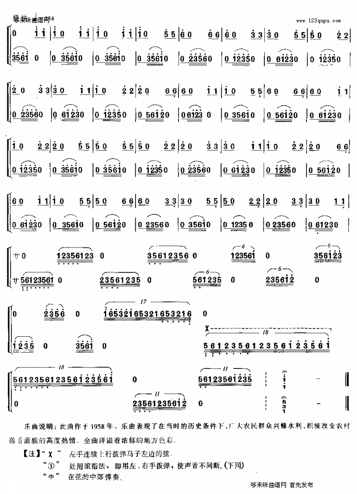 歌曲幸福渠的简谱歌谱下载