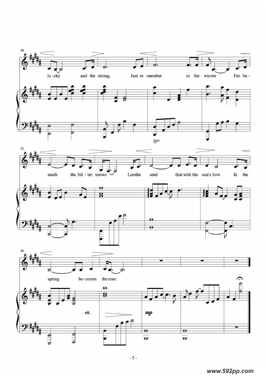 歌曲The rose的简谱歌谱下载