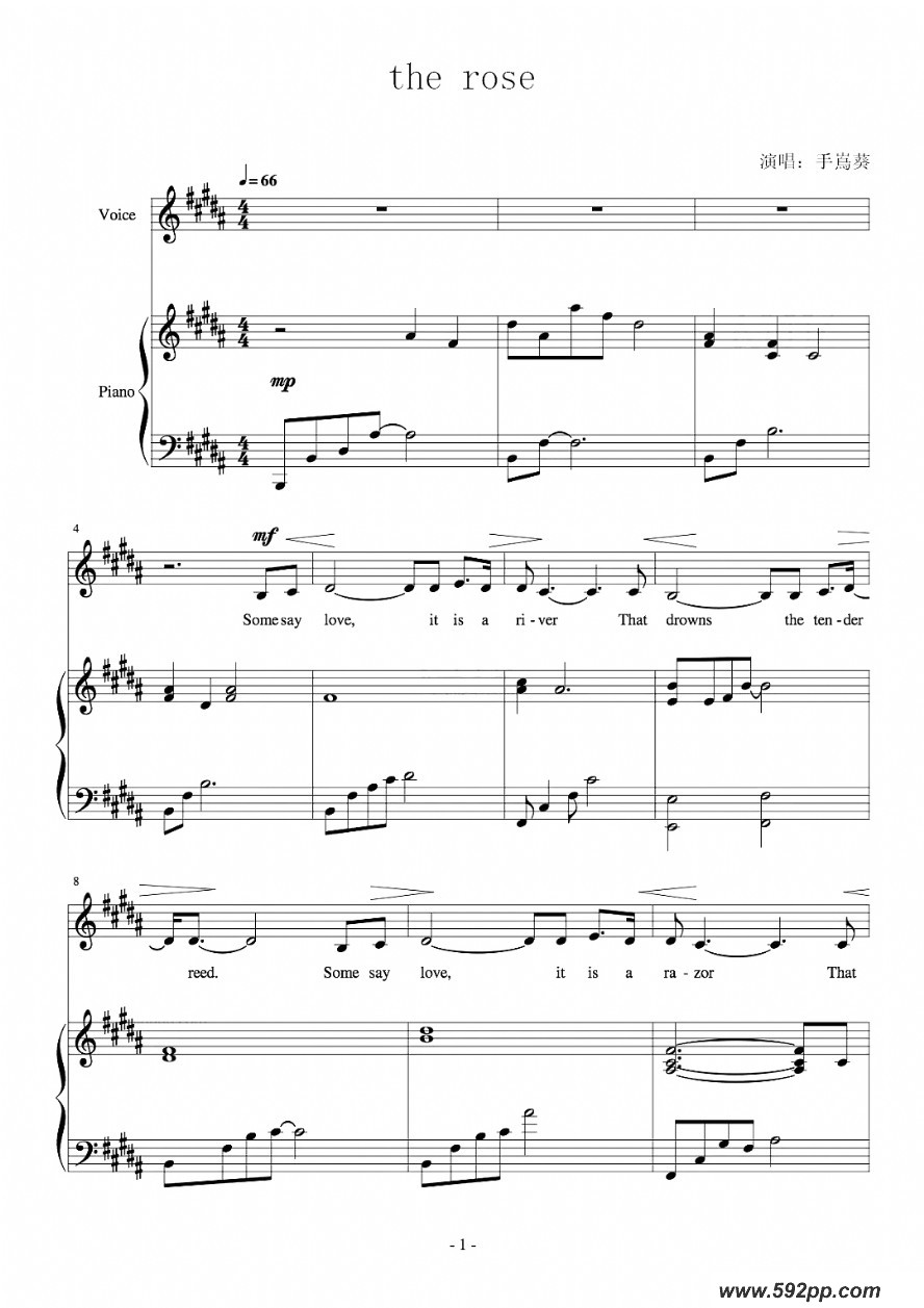 歌曲The rose的简谱歌谱下载