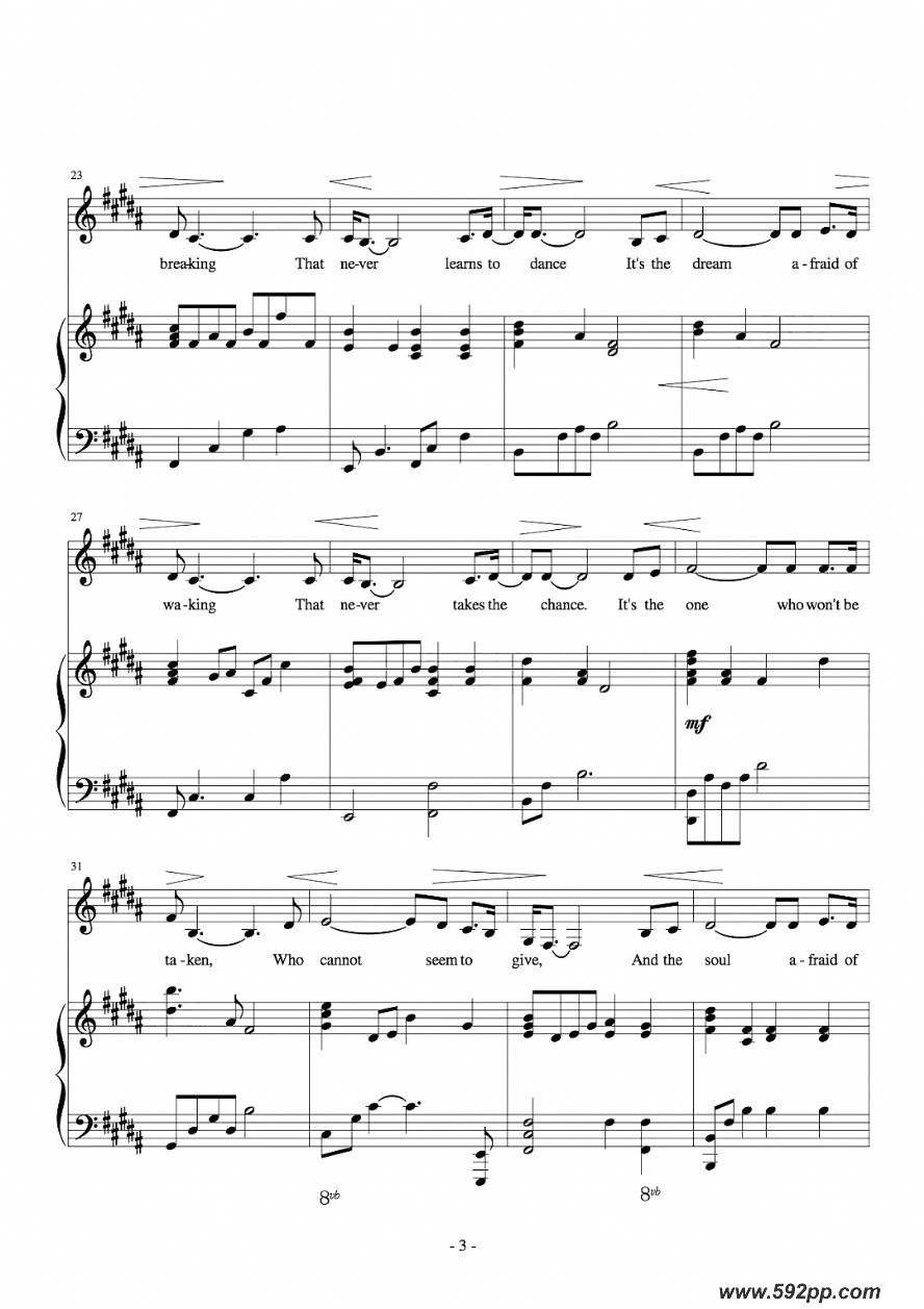 歌曲The rose的简谱歌谱下载