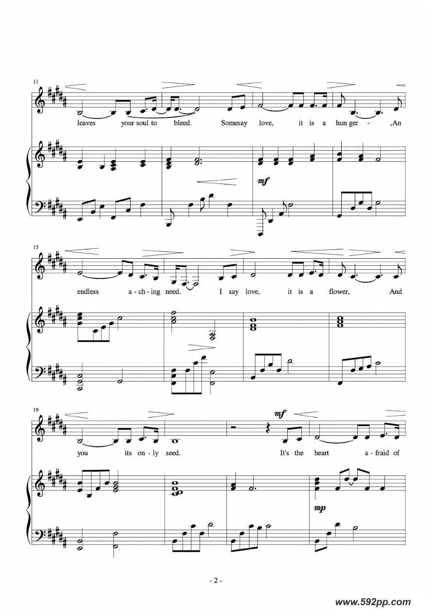 歌曲The rose的简谱歌谱下载