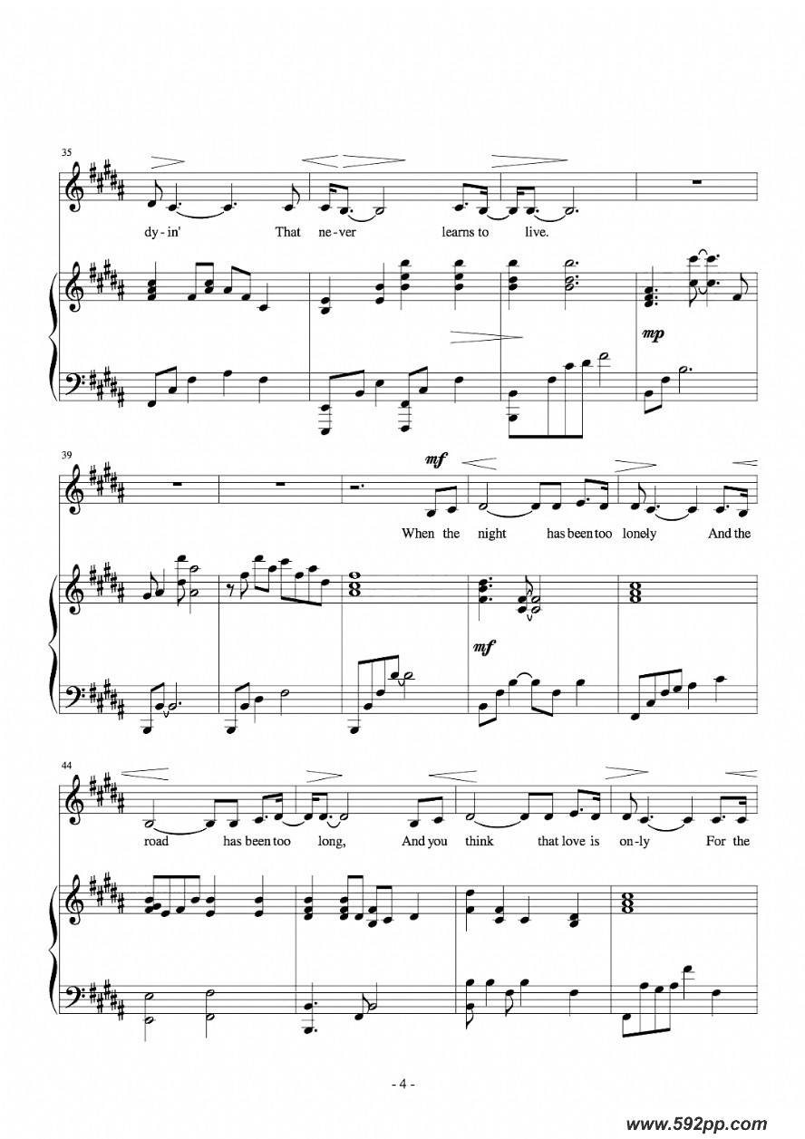 歌曲The rose的简谱歌谱下载