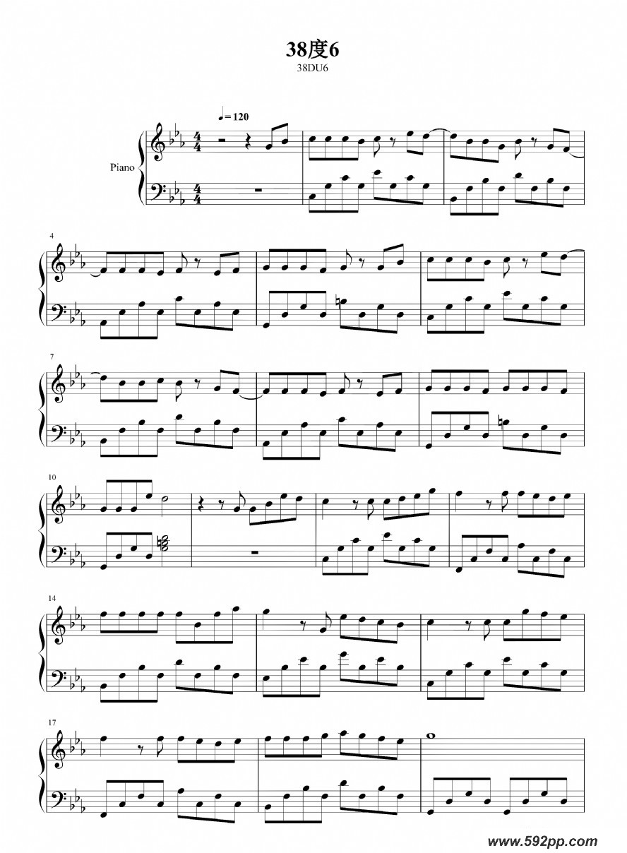 歌曲38度6的简谱歌谱下载