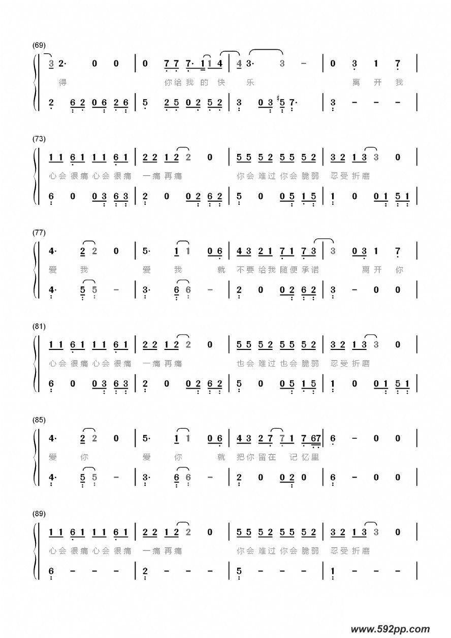 歌曲如果寂寞了的简谱歌谱下载