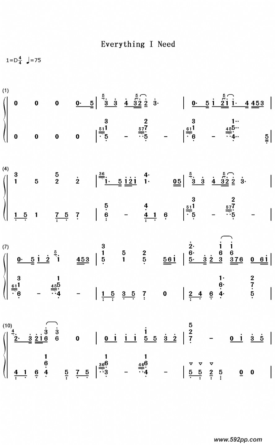 歌曲Everything I Need(《海王》(Aquaman)片尾曲)的简谱歌谱下载