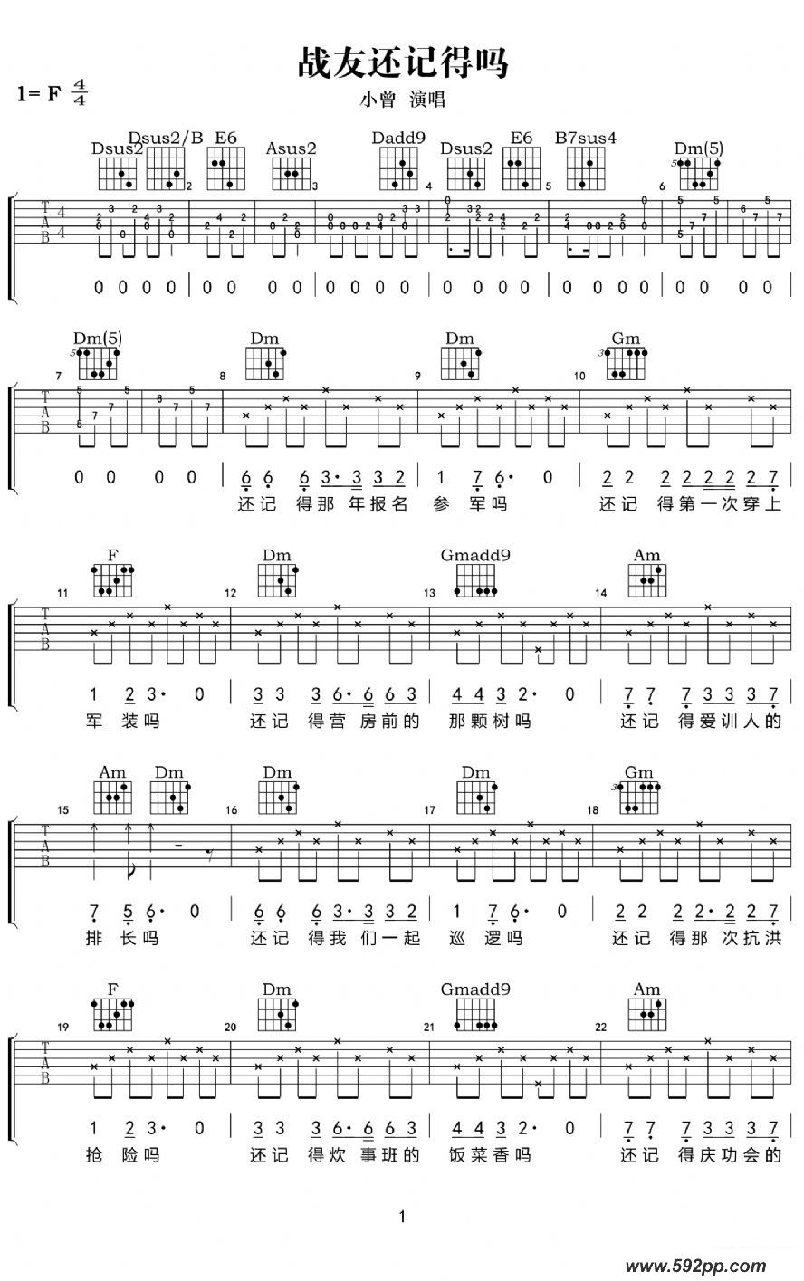歌曲战友还记得吗的简谱歌谱下载