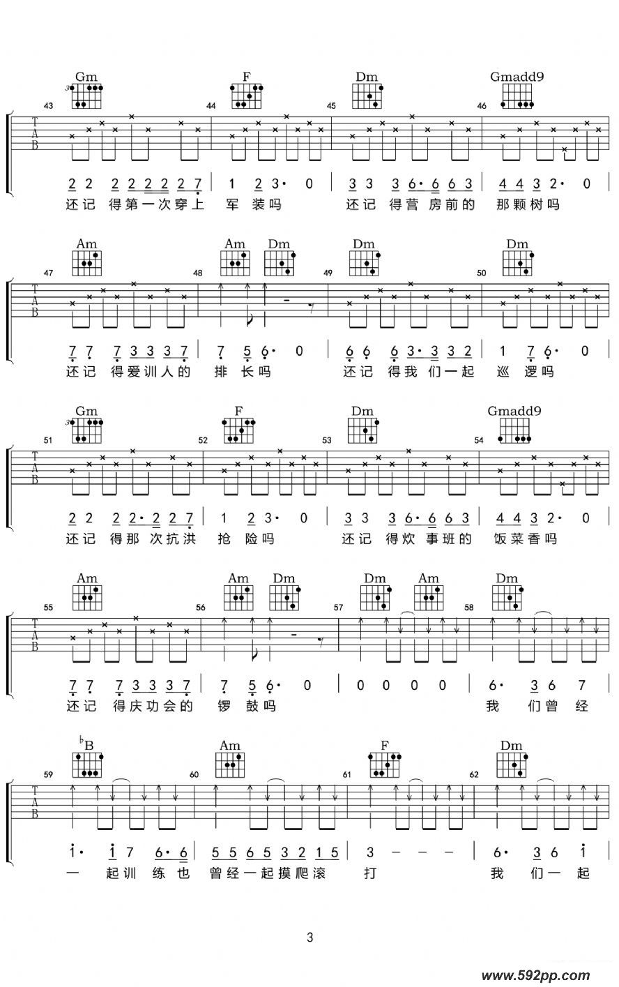 歌曲战友还记得吗的简谱歌谱下载