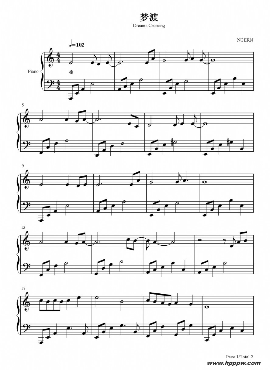 歌曲梦渡 (《如意芳霏》电视剧主题曲)的简谱歌谱下载