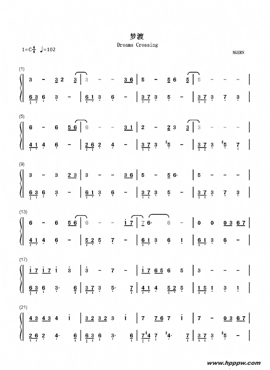 歌曲梦渡 (《如意芳霏》电视剧主题曲)的简谱歌谱下载