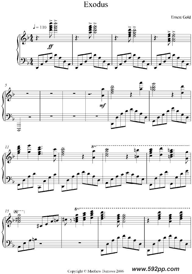 歌曲出埃及记的简谱歌谱下载