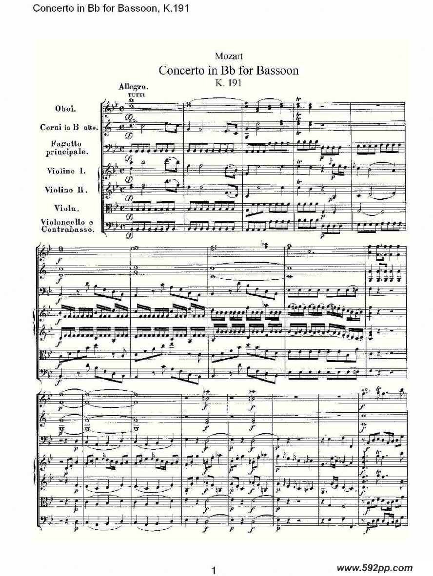 concerto in bb for bassoon, k.191ļ׸