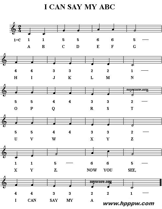 歌曲i can say my abc的简谱歌谱下载
