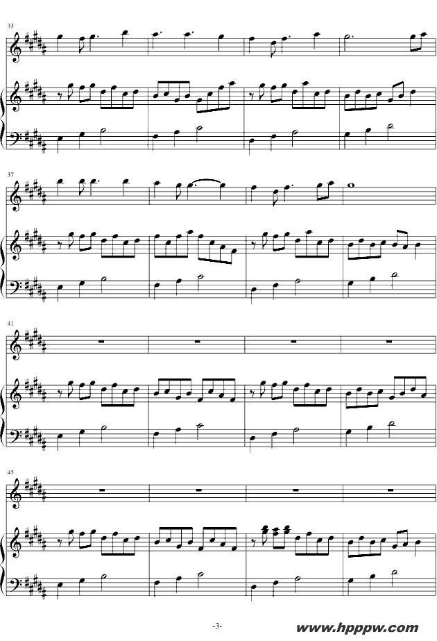 歌曲爱的供养(电视剧《宫》主题曲、长笛+钢琴)的简谱歌谱下载