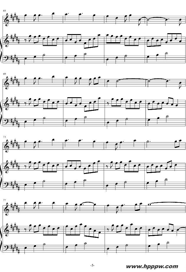 歌曲爱的供养(电视剧《宫》主题曲、长笛+钢琴)的简谱歌谱下载