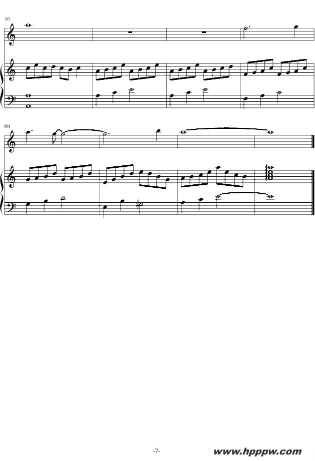 歌曲爱的供养(电视剧《宫》主题曲、长笛+钢琴)的简谱歌谱下载