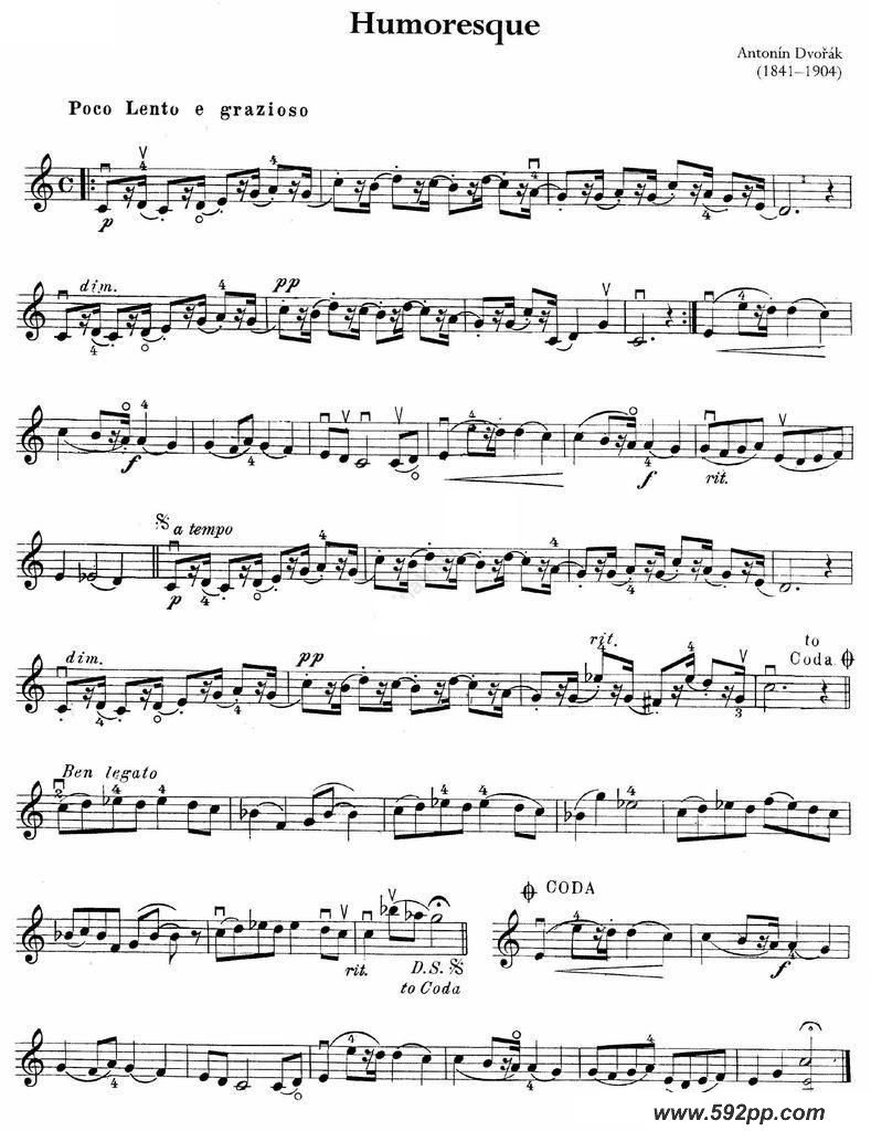 歌曲humoresque的简谱歌谱下载