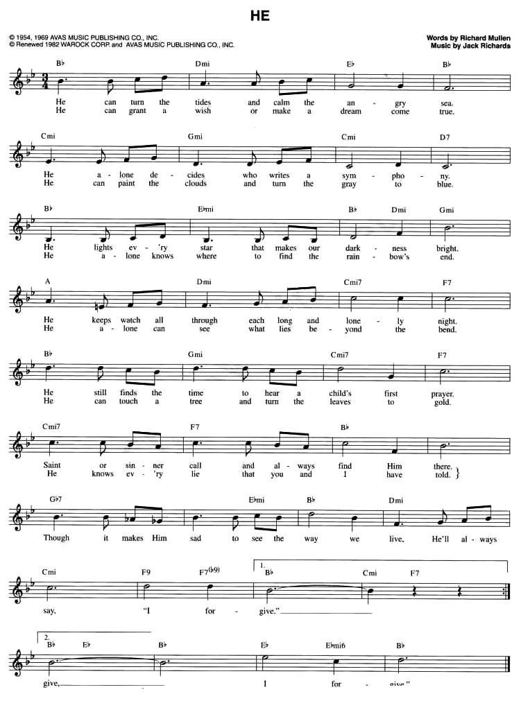 歌曲HE的简谱歌谱下载