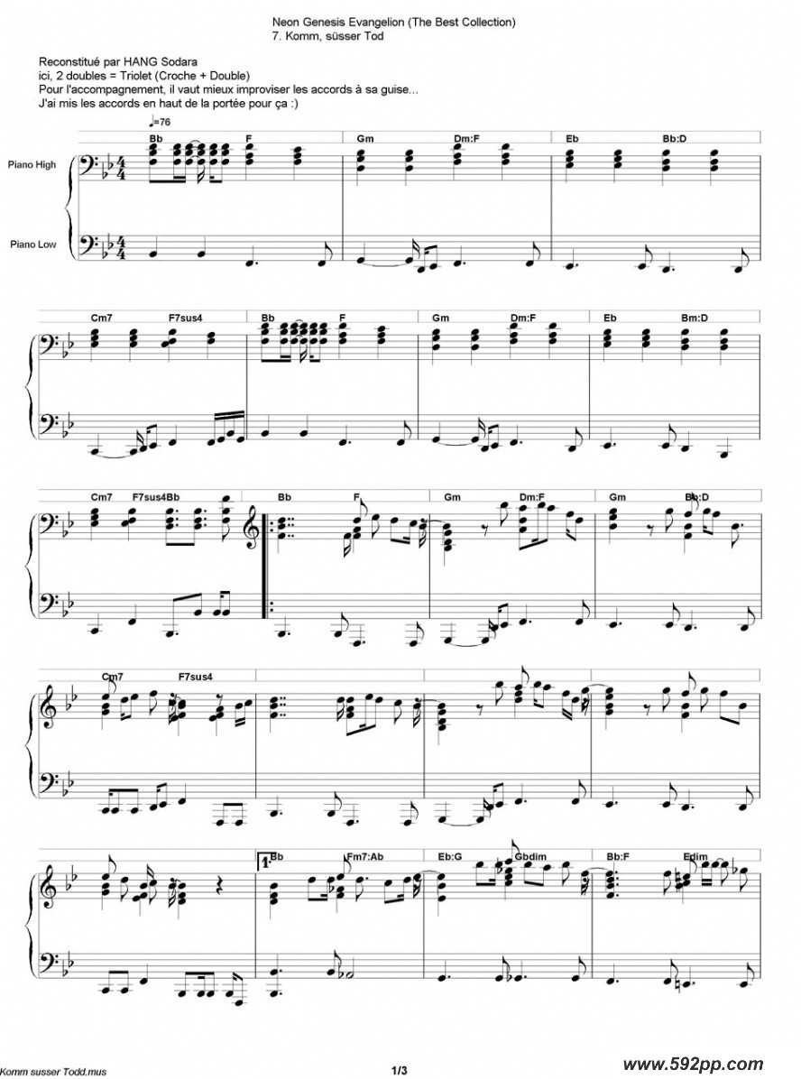 歌曲Neon Genesis Evangelion的简谱歌谱下载