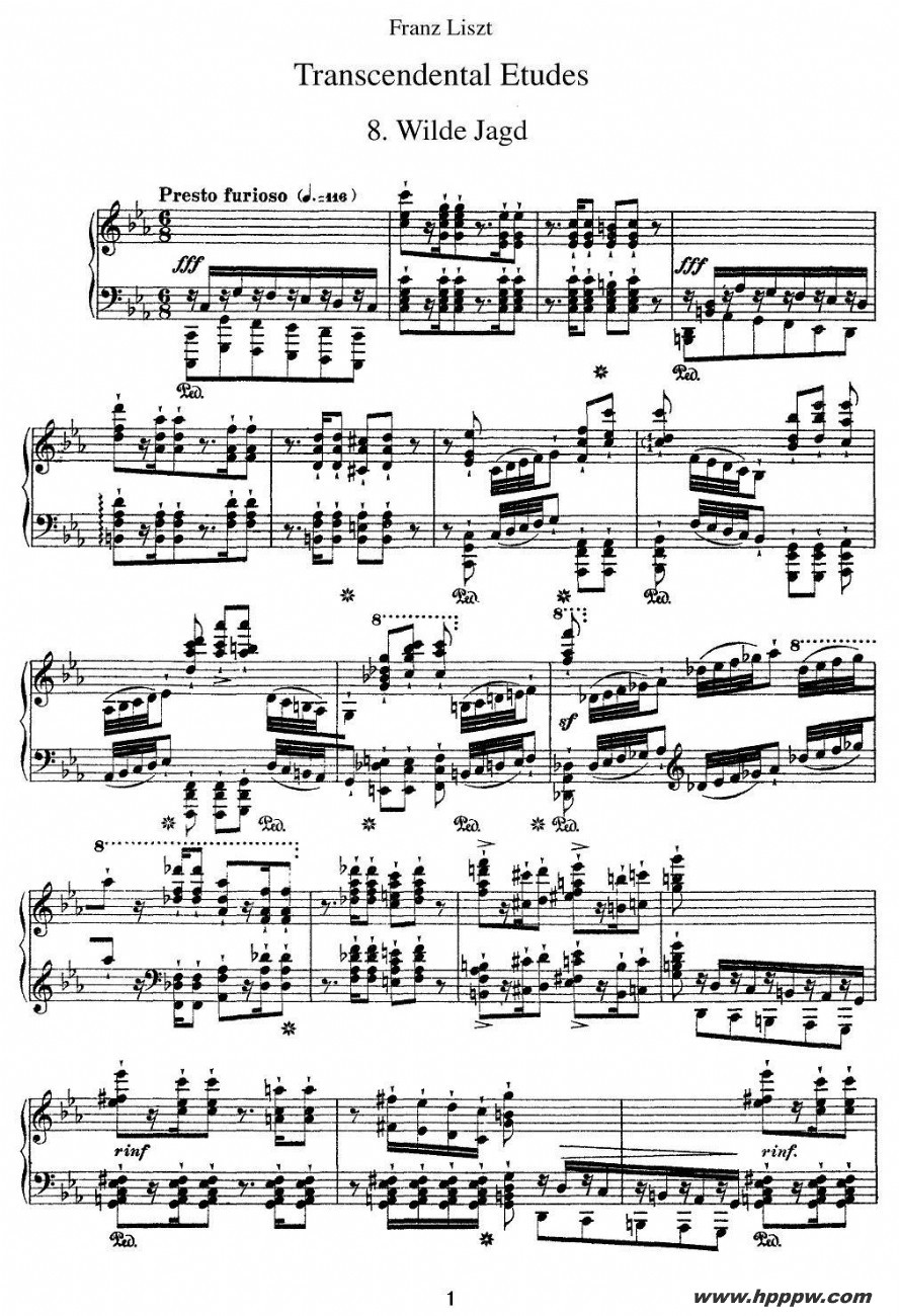 歌曲12首超级技巧练习曲:wilde jagd的简谱歌谱下载