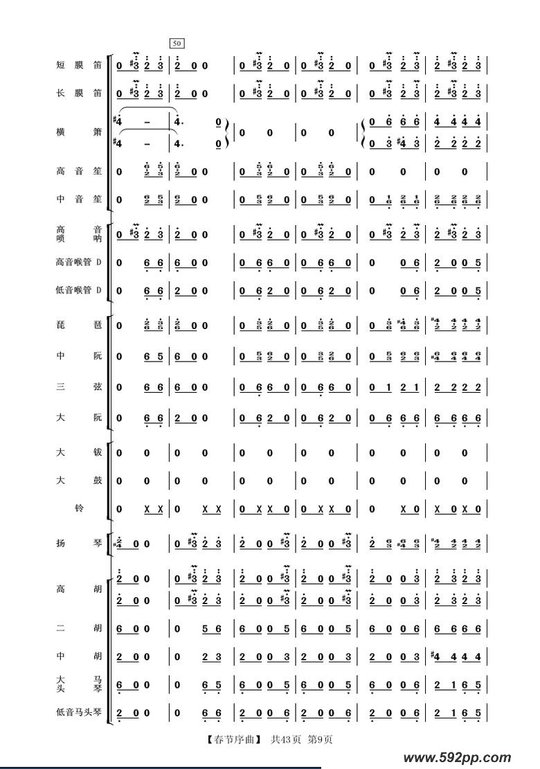 歌曲春节序曲的简谱歌谱下载