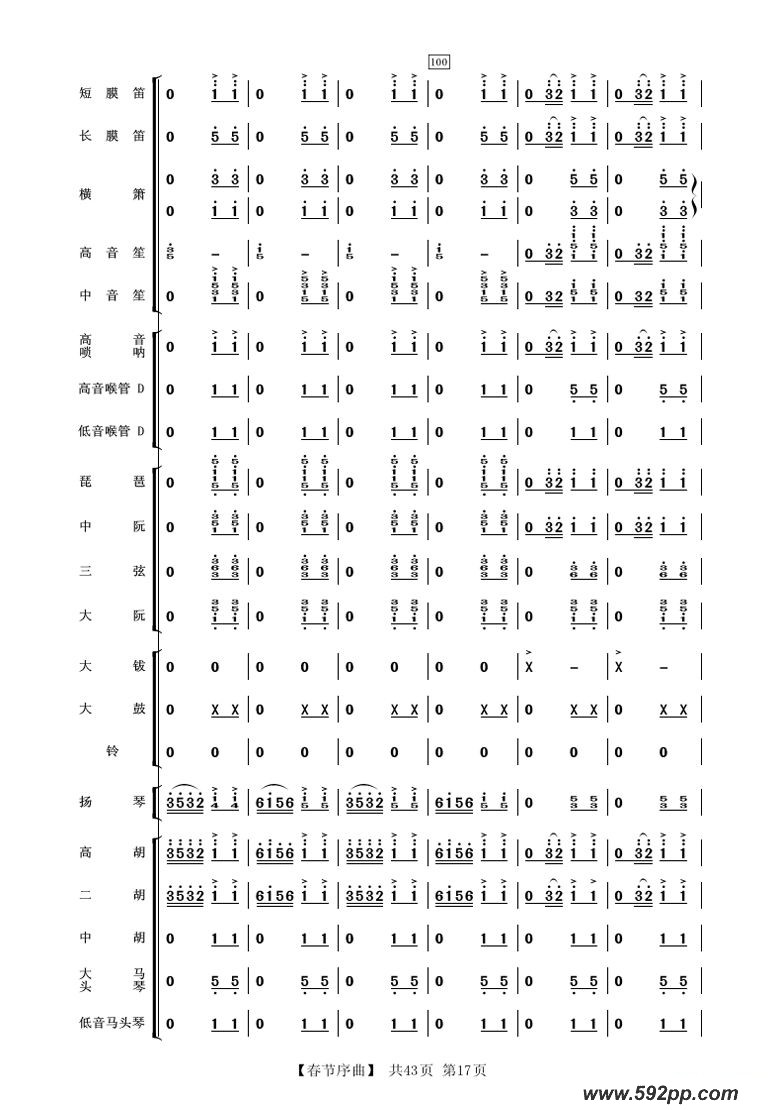 歌曲春节序曲的简谱歌谱下载