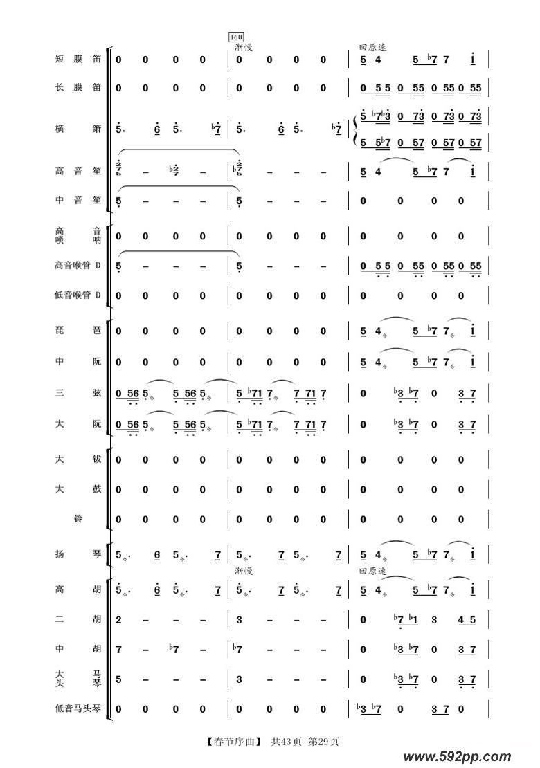 歌曲春节序曲的简谱歌谱下载