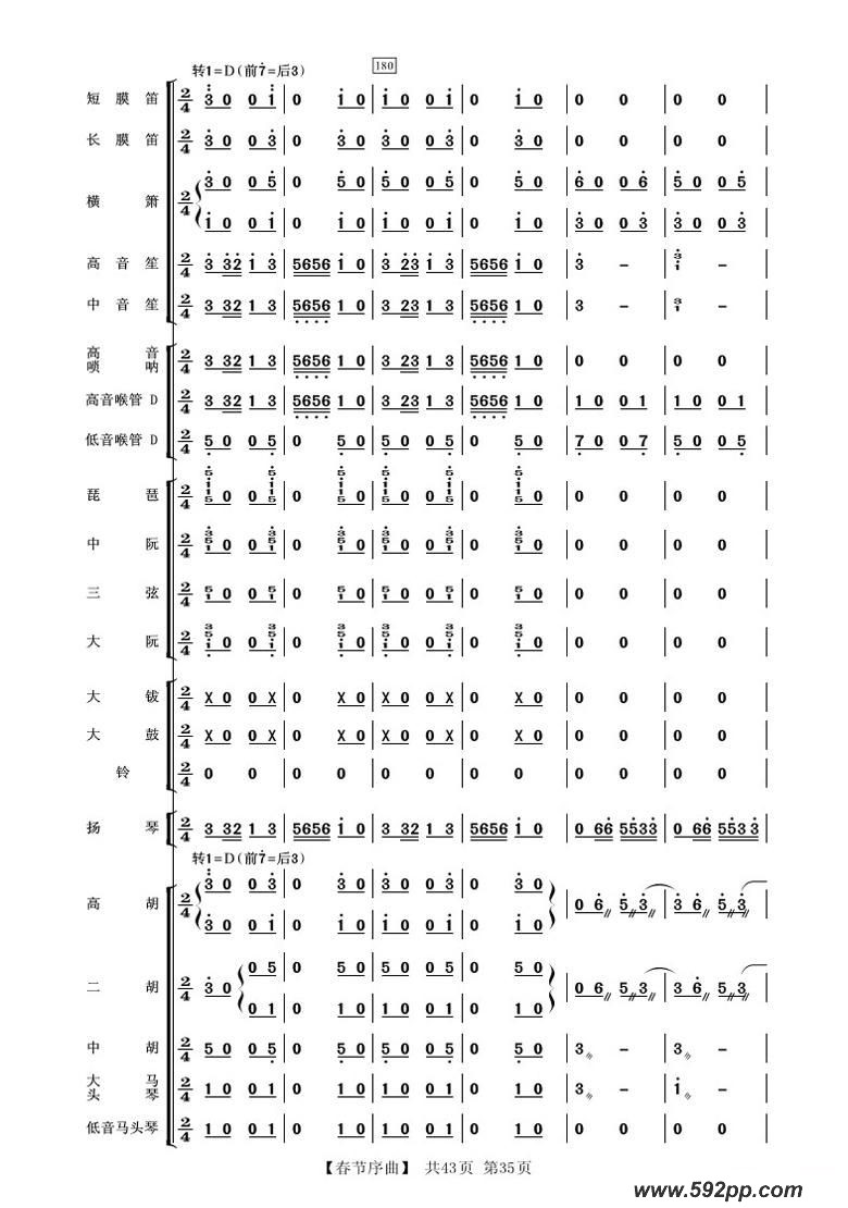 歌曲春节序曲的简谱歌谱下载