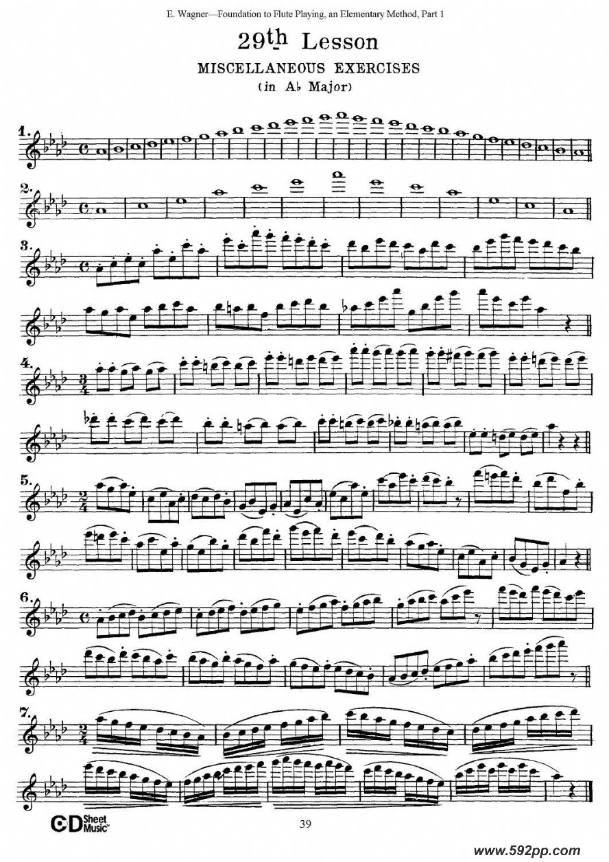 歌曲长笛演奏基础教程练习的简谱歌谱下载