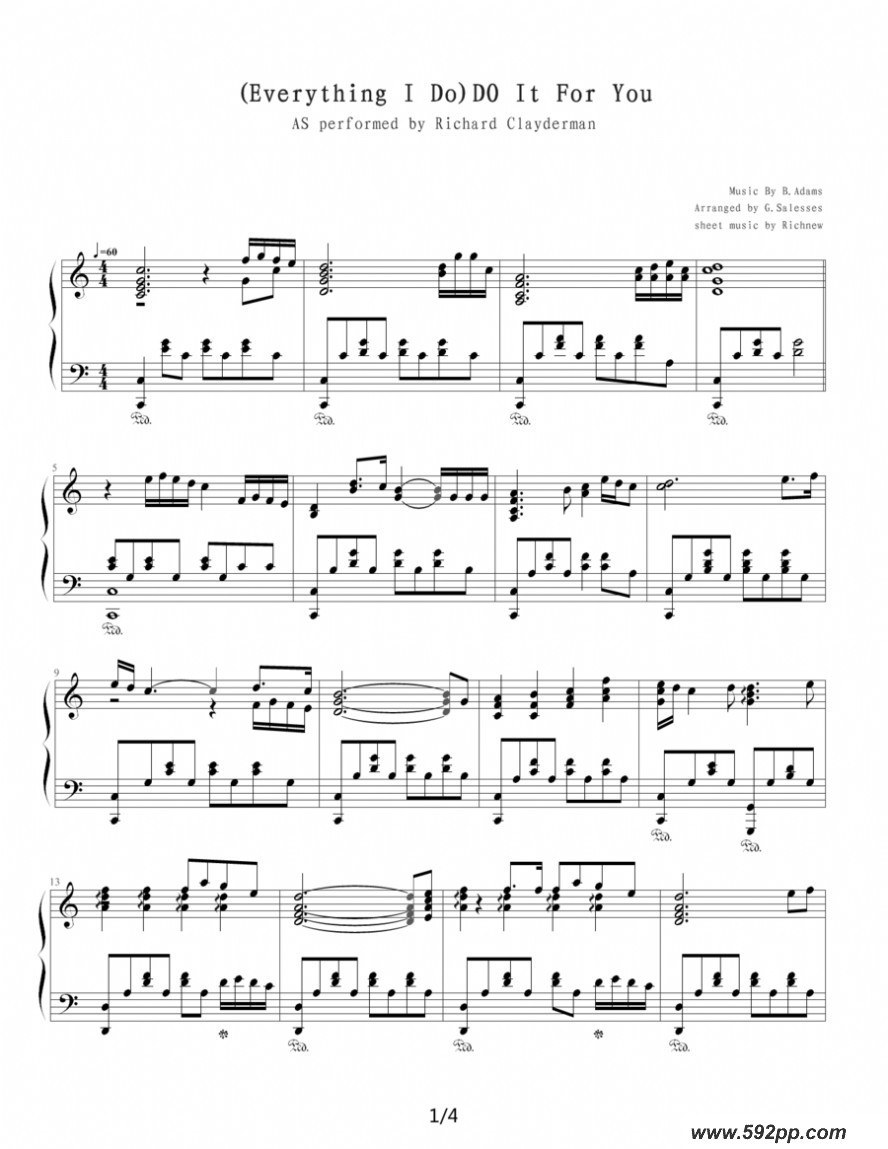 歌曲(Everything I Do)DO It For You的简谱歌谱下载