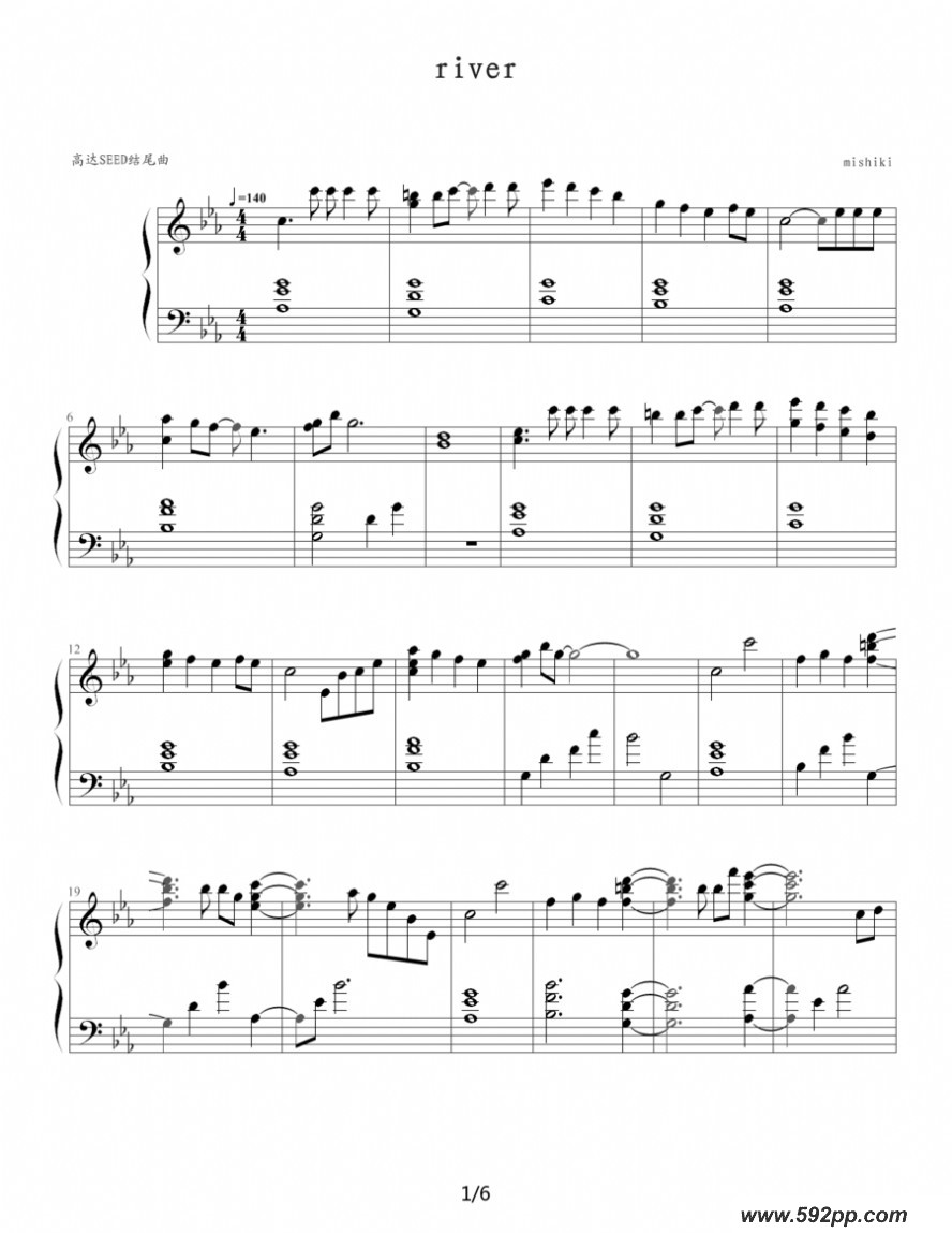 歌曲river的简谱歌谱下载