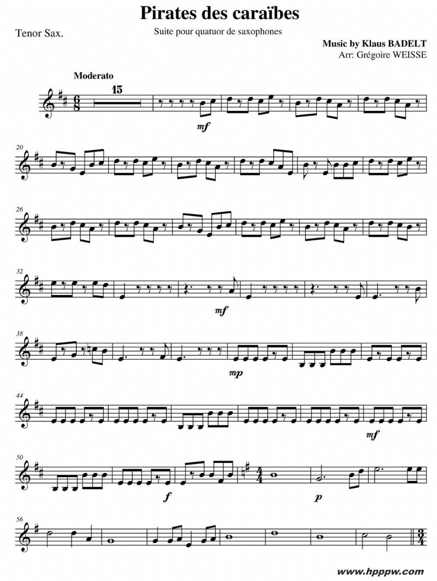 歌曲加勒比海盗的简谱歌谱下载