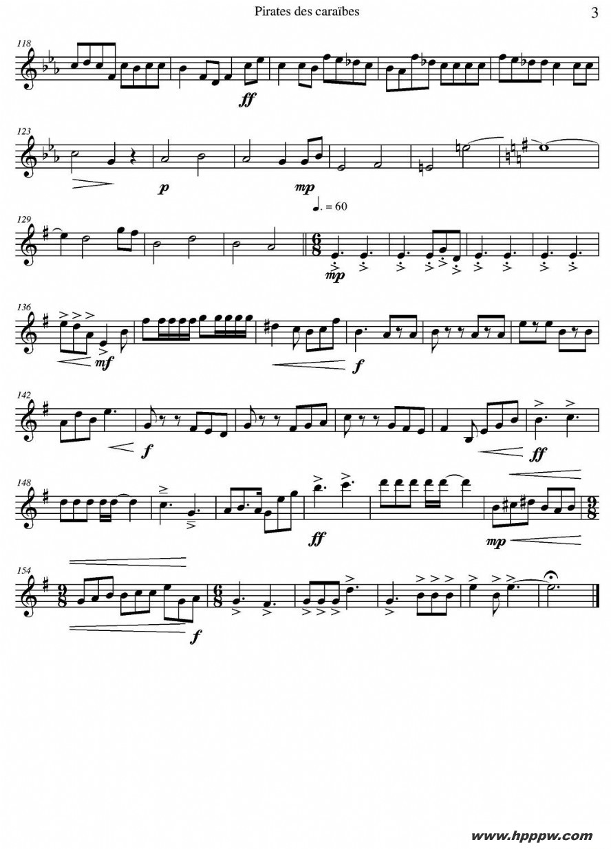 歌曲加勒比海盗的简谱歌谱下载