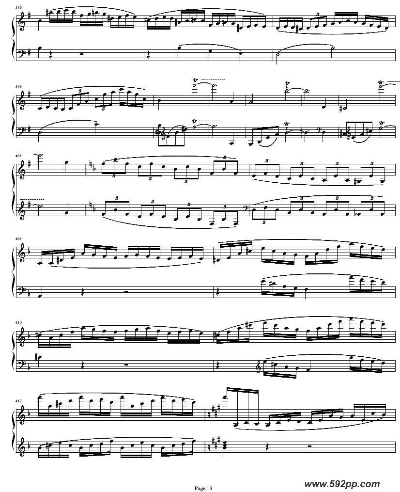 歌曲贝多芬钢琴协奏曲Op61第一乐章的简谱歌谱下载