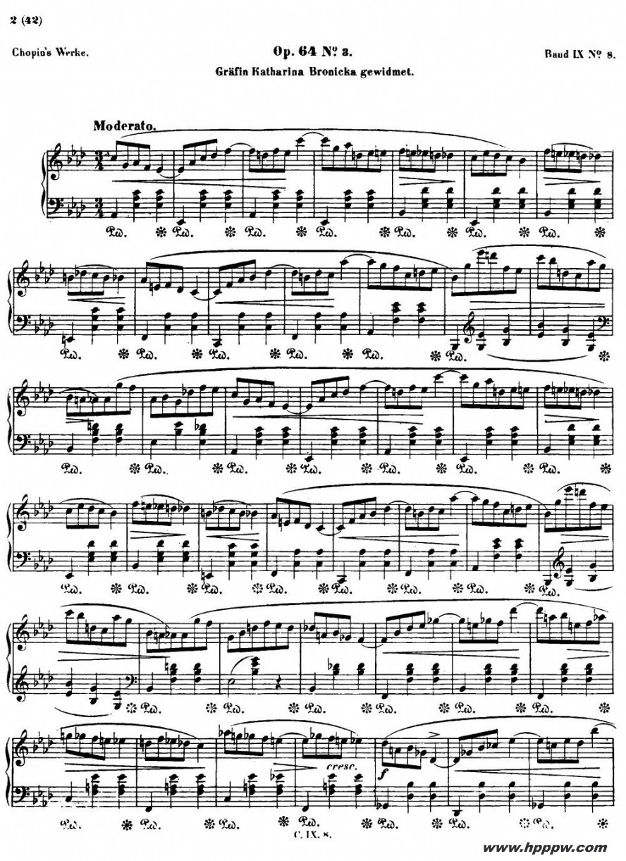 歌曲降a大调圆舞曲op.64-3 的简谱歌谱下载