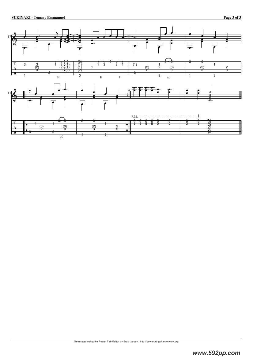 歌曲tommy emmanuel:sukiyaki 2的简谱歌谱下载