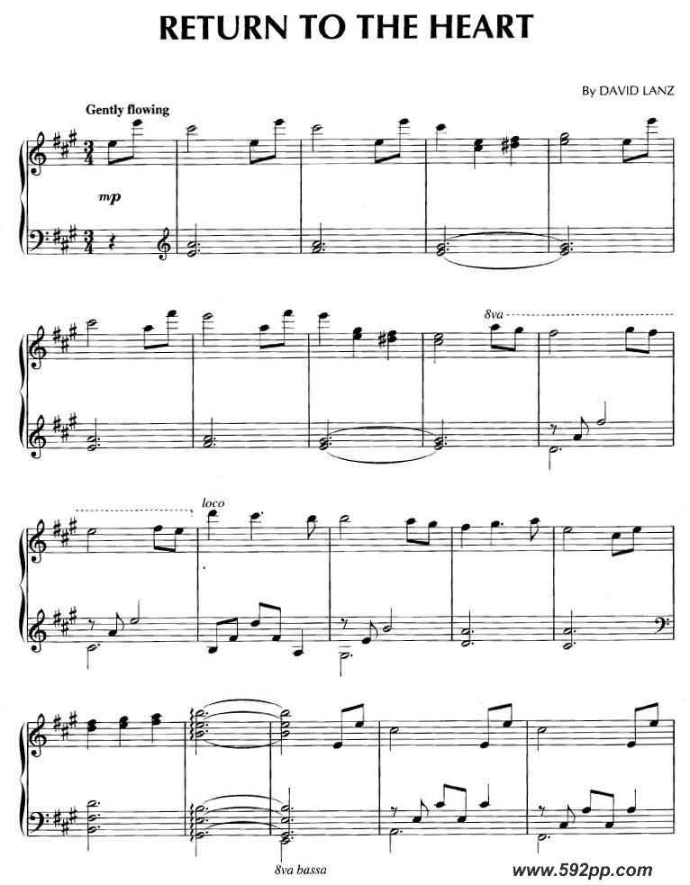 歌曲return to the heart的简谱歌谱下载