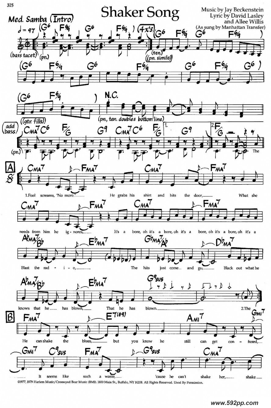 歌曲Shaker Song的简谱歌谱下载