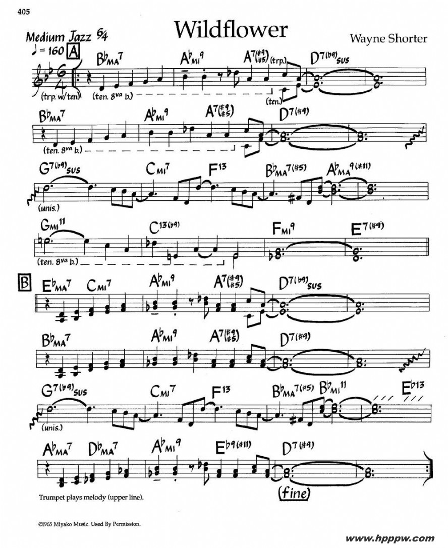 歌曲wildflower的简谱歌谱下载