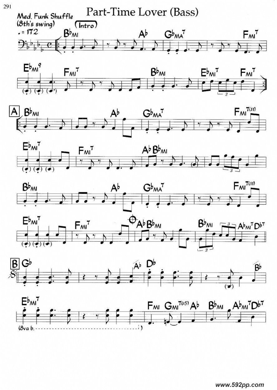 歌曲part-time lover的简谱歌谱下载