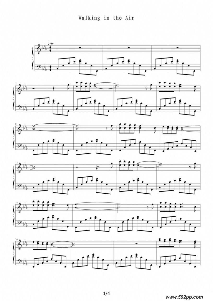 歌曲walking in the air的简谱歌谱下载