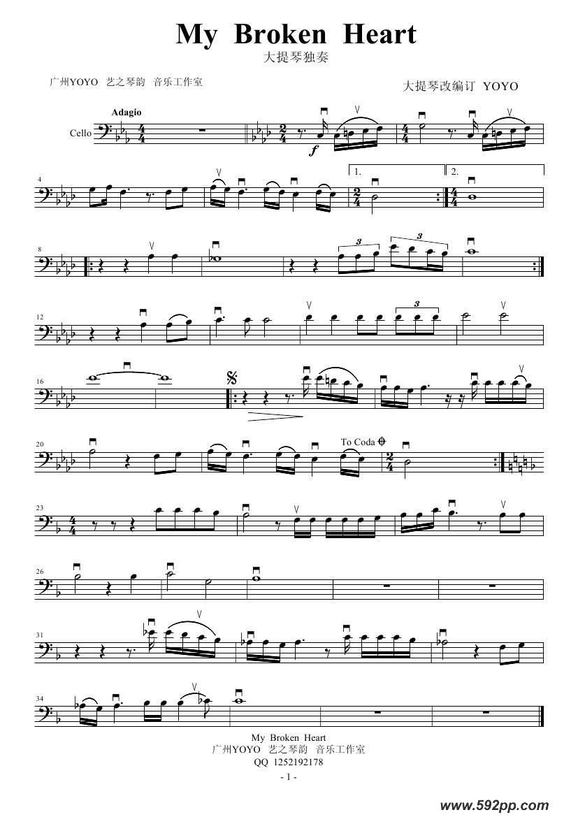 歌曲my broken heart的简谱歌谱下载