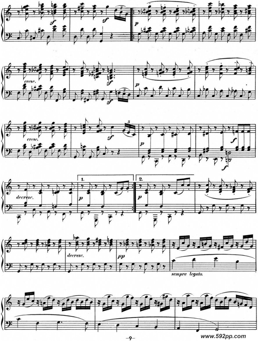 歌曲贝多芬钢琴奏鸣曲10 G大调 Op.14 No.2 G major的简谱歌谱下载