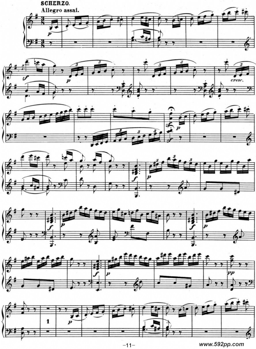 歌曲贝多芬钢琴奏鸣曲10 G大调 Op.14 No.2 G major的简谱歌谱下载